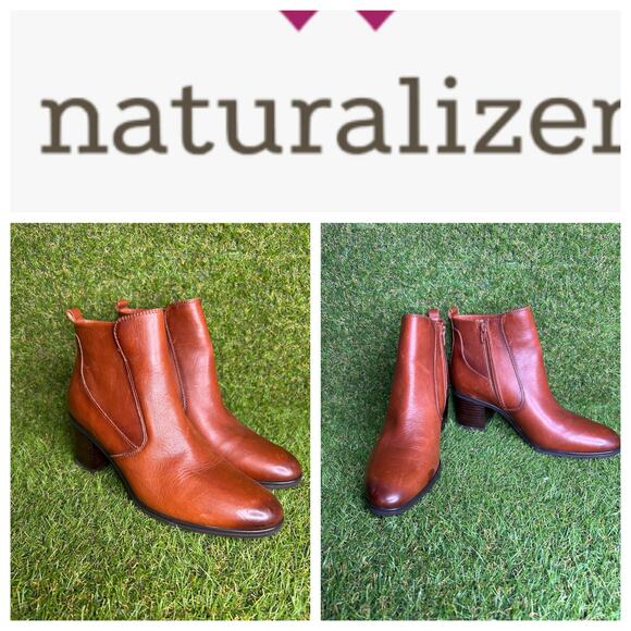 Naturalizer Brown Leather Laura Booties‎ 9.5 - Picture 1 of 12